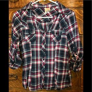 Plaid Button-Up Long Sleeve